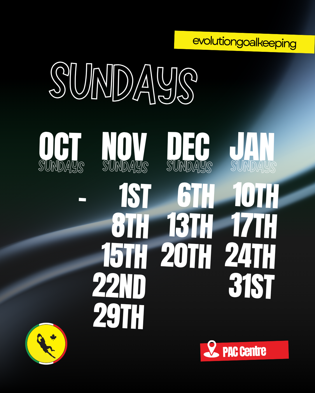 SUNDAYS Winter Block: Nov to Sep - Goalkeeper Training