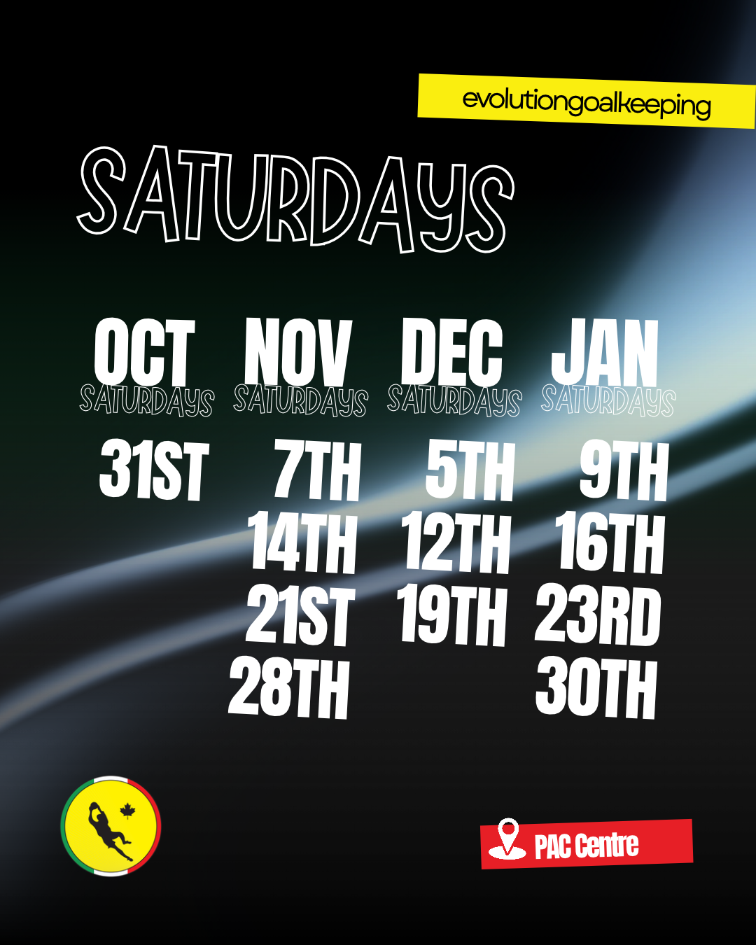 SATURDAYS Winter Block: Nov to Sep - Goalkeeper Training